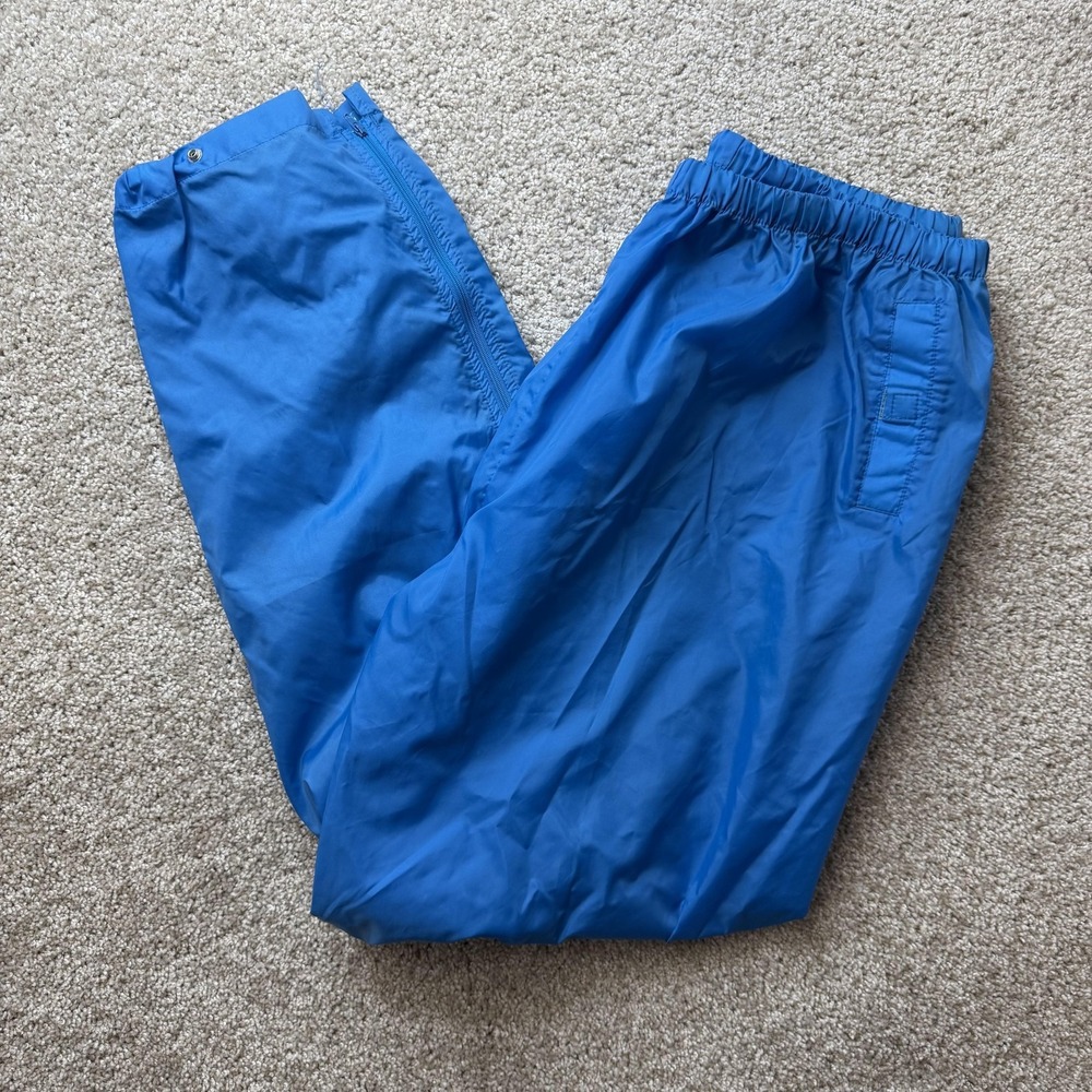 Vintage Arnold Palmer Rain Pants Men Large Blue Nylon Elastic Waist Zip Leg Golf